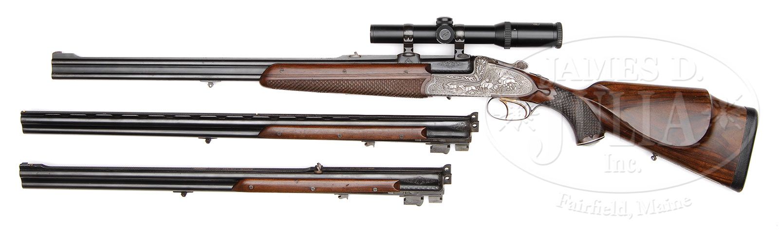 *JOHANN FRANZOI SIDELOCK OVER-UNDER BIG GAME DOUBLE RIFLE WITH THREE ...