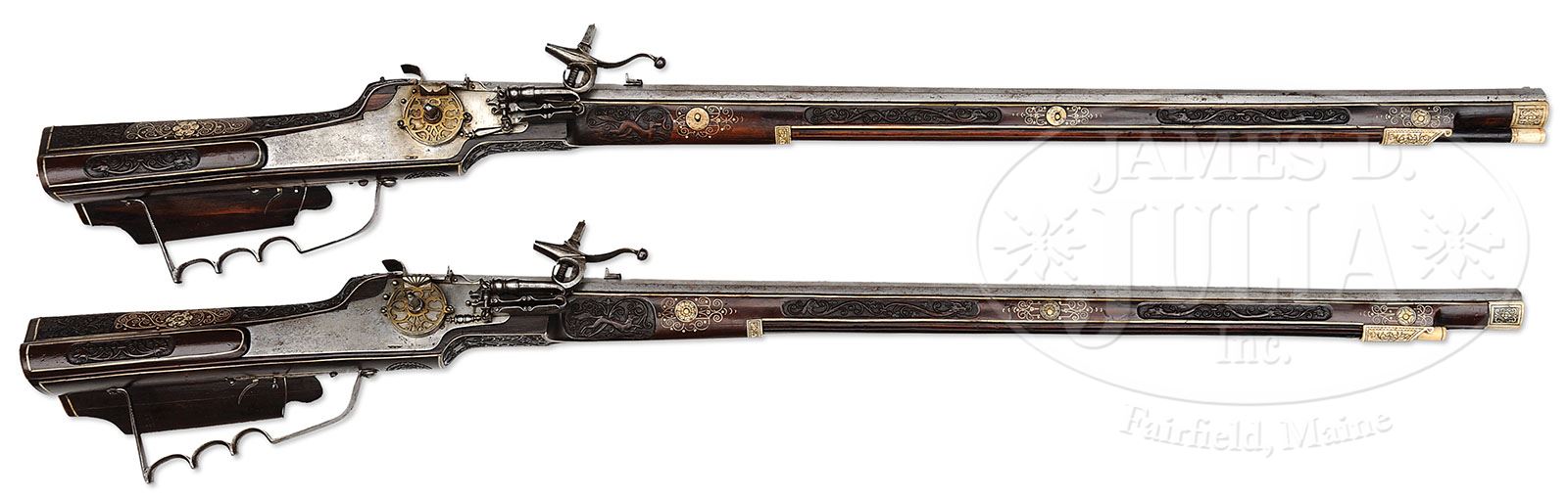 MAGNIFICENT AND UNIQUE PAIR OF WHEEL LOCK RIFLES BY THE MEISTER DER