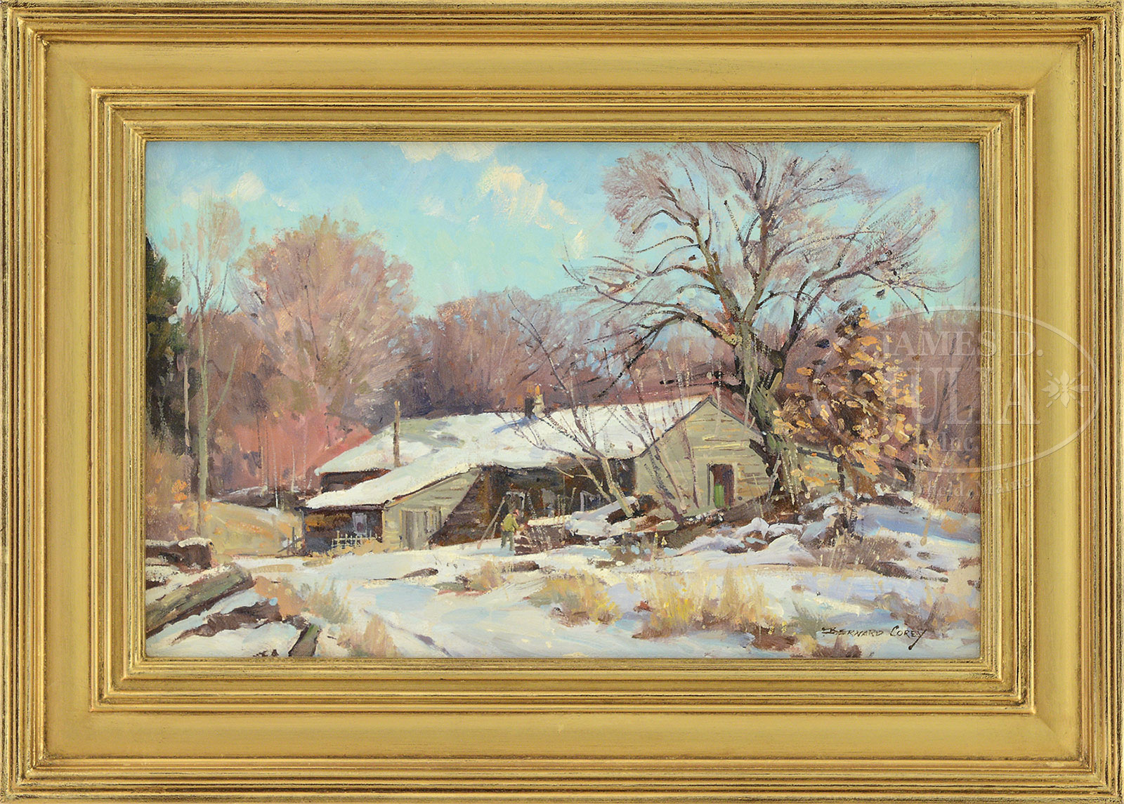 BERNARD COREY (American, 19142000) TWO WORKS HOMESTEAD IN WINTER